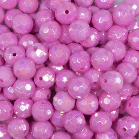 12mm Pink Disco AB Solid Acrylic Bubblegum Beads