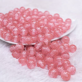 12mm Pink Shimmer Glitter Sparkle Bubblegum Beads - 20 Count