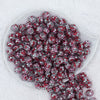 Top view of a pile of 12mm Red, Pink & Silver Confetti Rhinestone AB Bubblegum Beads [10 & 20 Count]