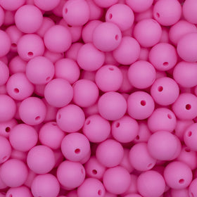 12mm Pink Round Silicone Bead