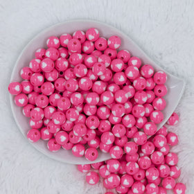 12mm Cotton Candy Pink with White Heart Chunky Acrylic Bubblegum Beads