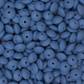 12mm Powder Blue Lentil Silicone Bead