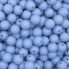 12mm Powder Blue Round Silicone Bead