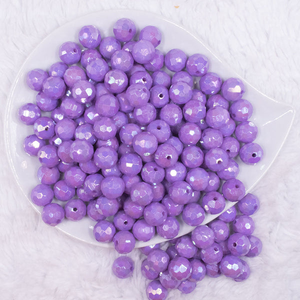 top view of a pile of 12mm Purple Disco AB Solid Acrylic Bubblegum Beads