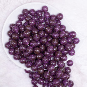 12mm Purple Shimmer Glitter Sparkle Bubblegum Beads - 20 Count