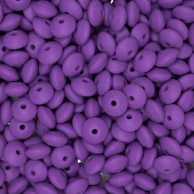 12mm Purple Lentil Silicone Bead