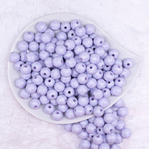 Top view of a pile of 12mm Pastel Purple Plaid Print Chunky Acrylic Bubblegum Beads - 20 Count