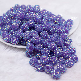 12mm Purple Rhinestone AB Bubblegum Beads - 10 & 20 Count