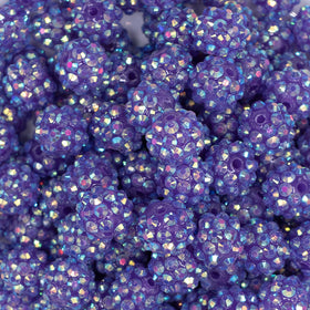 12mm Purple Rhinestone AB Bubblegum Beads - 10 & 20 Count