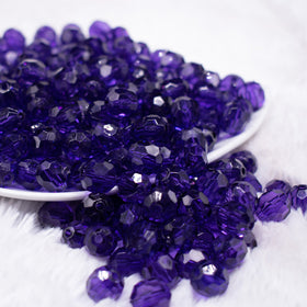12mm Dark Purple Transparent Faceted Shaped Bubblegum Beads