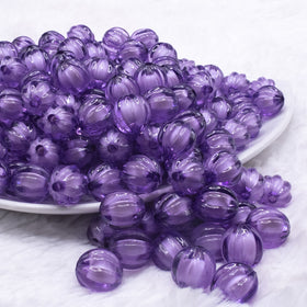 12mm Purple Transparent Pumpkin Shaped Bubblegum Beads