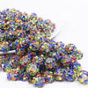 Front view of a pile of 12mm Rainbow Confetti Rhinestone AB Bubblegum Beads - Choose Count