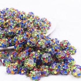 12mm Rainbow Confetti Rhinestone AB Bubblegum Beads - Choose Count
