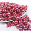 front view of a pile of 12mm Raspberry Red AB Solid Acrylic Bubblegum Beads