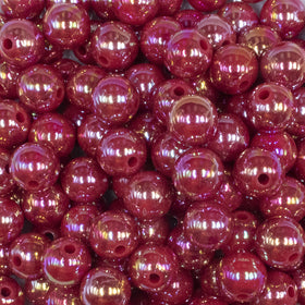 12mm Raspberry Red AB Solid Acrylic Bubblegum Beads