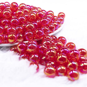 12mm Red Crackle AB Bubblegum Beads