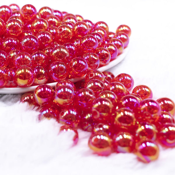 front view of a pile of 12mm Red Crackle Bubblegum Beads