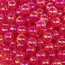 12mm Red Crackle AB Bubblegum Beads