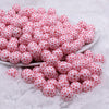 front view of a pile of 12mm Red Hearts on White Chunky Acrylic Bubblegum Beads - 20 Count
