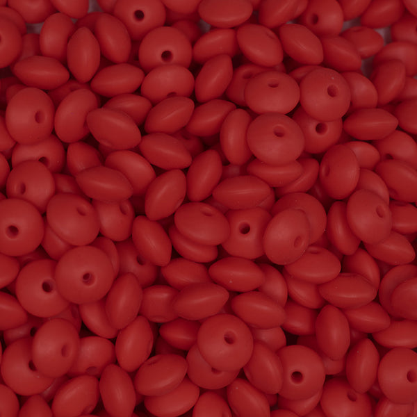 top view of a pile of 12mm Red Lentil Silicone Bead