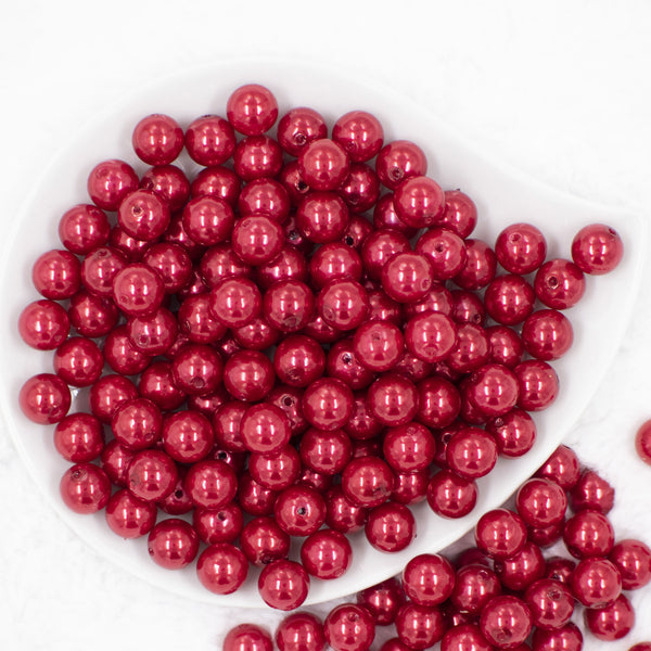 top view of a pile of 12mm Red Pearl Acrylic Bubblegum Beads [20 Count]