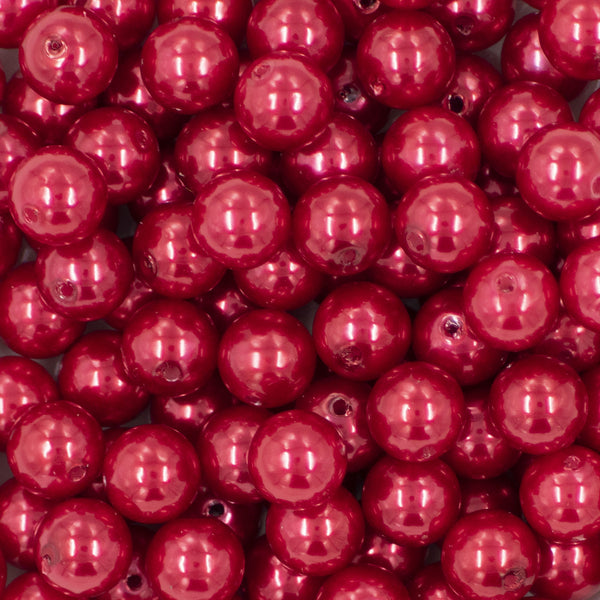 close up view of a pile of 12mm Red Pearl Acrylic Bubblegum Beads [20 Count]