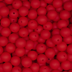 12mm Red Round Silicone Bead