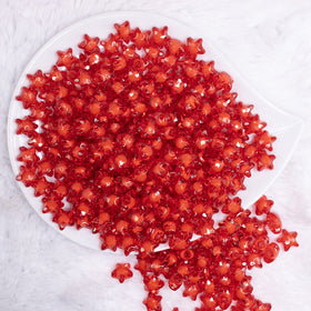 12mm Red Transparent Star Shaped Bubblegum Beads - 20 Count