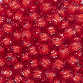 12mm Red Transparent Pumpkin Shaped Bubblegum Beads