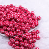 Front view of a pile of 12mm Red & White Picnic Plaid Print Chunky Acrylic Bubblegum Beads - 20 Count