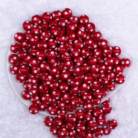 12mm Red with White Polka Dot Acrylic Chunky Bubblegum Beads