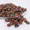 front view of a pile of 12mm Red, Green & Gold Confetti Rhinestone AB Bubblegum Beads - Choose Count