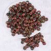 top view of a pile of 12mm Red, Green & Gold Confetti Rhinestone AB Bubblegum Beads - Choose Count