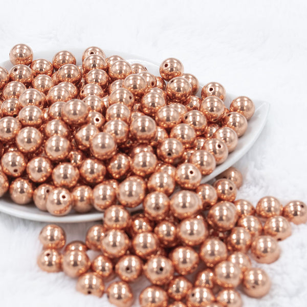 Front view of a pile of 12mm Rose Gold Reflective Bubblegum Beads [20 & 50 Count]
