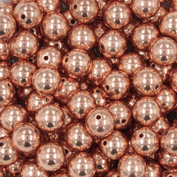Close up view of a pile of 12mm Rose Gold Reflective Bubblegum Beads [20 & 50 Count]