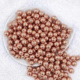 12mm Rose Gold Reflective Bubblegum Beads [20 & 50 Count]