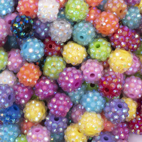 12mm Rhinestone AB Acrylic Bubblegum Bead Mix - Choose Count