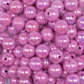12mm Rose Pink AB Solid Acrylic Bubblegum Beads