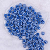 Top view of a pile of 12mm Royal Blue with White Stripes Resin Chunky Bubblegum Beads