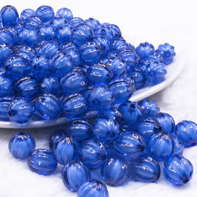 12mm Royal Blue Transparent Pumpkin Shaped Bubblegum Beads