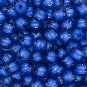 12mm Royal Blue Transparent Pumpkin Shaped Bubblegum Beads