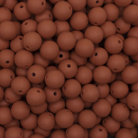 12mm Rust Brown Round Silicone Bead