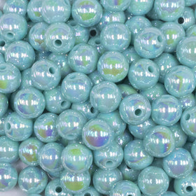 12mm Sea Foam Blue AB Solid Acrylic Bubblegum Beads