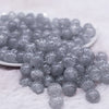 front view of a pile of 12mm Silver Shimmer Glitter Sparkle Bubblegum Beads - 20 Count