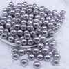 Front view of a pile of 12mm Silver with Glitter Faux Pearl Acrylic Bubblegum Beads - 20 Count