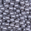 close up view of a pile of 12mm Silver with Glitter Faux Pearl Acrylic Bubblegum Beads - 20 Count