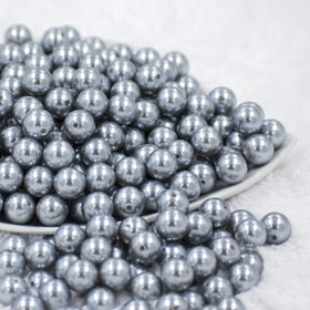 12mm Silver Pearl Acrylic Bubblegum Beads [20 Count]