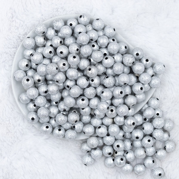 Top view of a pile of 12mm Silver Stardust Bubblegum Beads [20 & 50 Count]