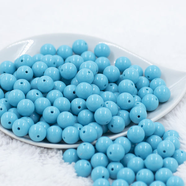Front view of a pile of 12mm Sky Blue Acrylic Bubblegum Beads [20 & 50 Count]