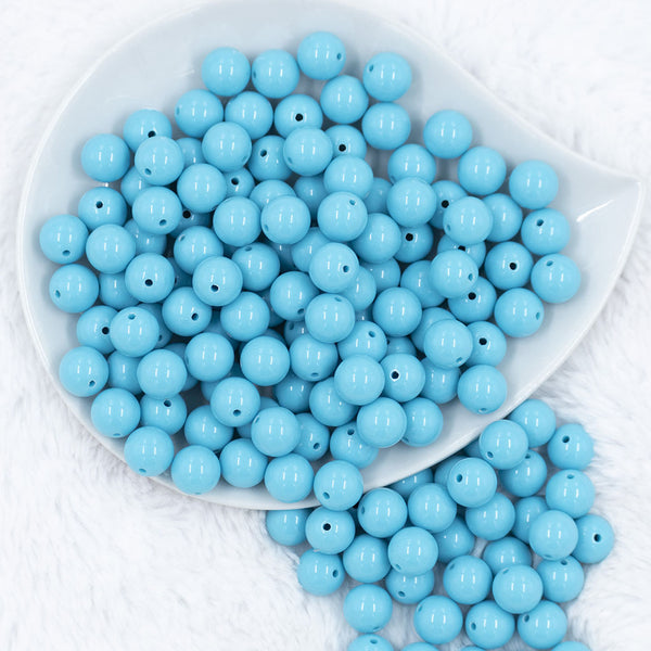 Top view of a pile of 12mm Sky Blue Acrylic Bubblegum Beads [20 & 50 Count]